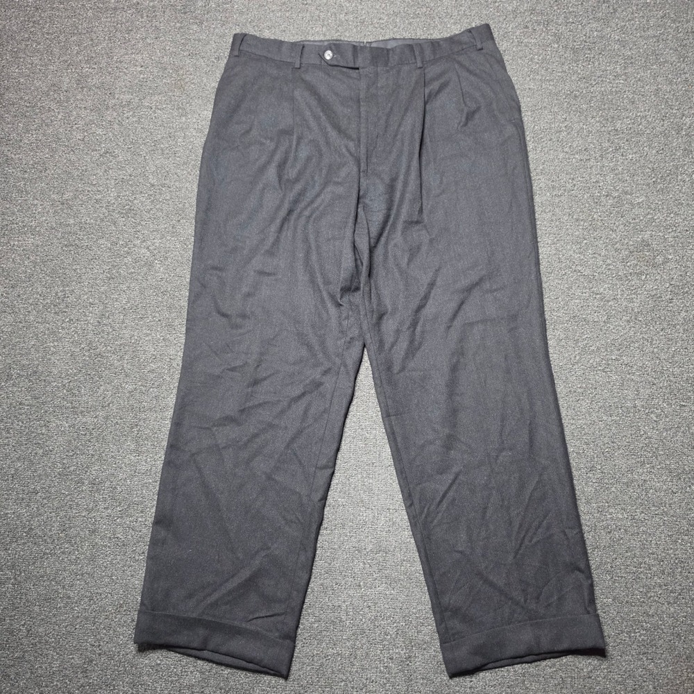Brooks Brothers Dress Pants Charcoal Gray Mens 36x30 Wool Pleated Cuffed USA